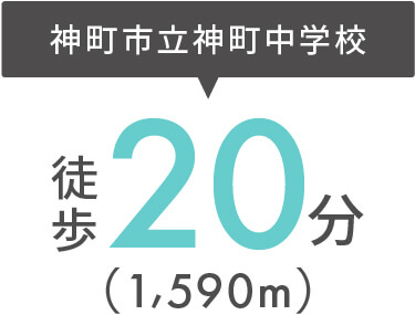 東根市立神町中学校まで徒歩20分（1,590m）