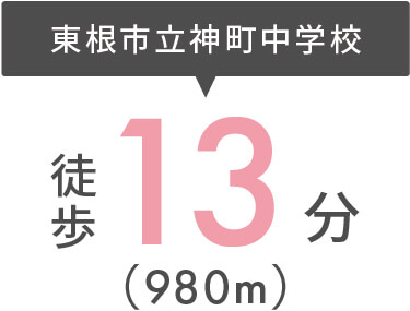 東根市立神町中学校まで徒歩13分（980m）